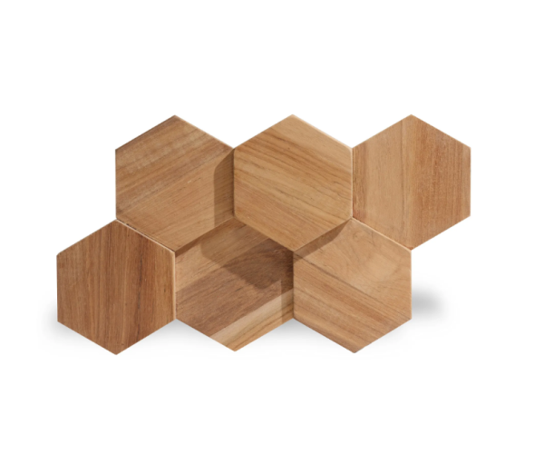 Rebel of Styles Holzverblender UltraWood Teak Hexagon 26 cm x 15 cm Braun