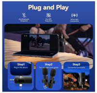 Lavalier Mini Mikrofon Tik Tok  Ansteckmikrofon, Kabellos, 4 in 1, schwarz