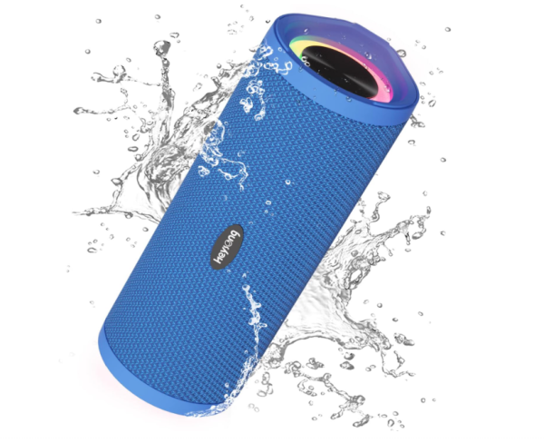 Heysong Bluetooth Lautsprecher, Musikbox, IPX7 wasserdicht, 360° Stereo, blau