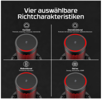 HyperX QuadCast 2, USB-Mikrofon, Gaming, LED, Dämpferhalterung, schwarz