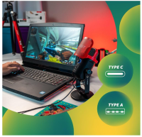 JOBY Wavo POD USB-Kondensatormikrofon, PC Mac, USB Mikrofon, schwarz rot