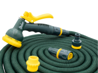 Flexibler Gartenschlauch 33m Grün inkl. Brause und Anschluss Stück