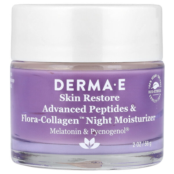 DERMA E, Advanced Peptides & Flora-Kollagen Nachtfeuchtigkeitscreme, 56 g