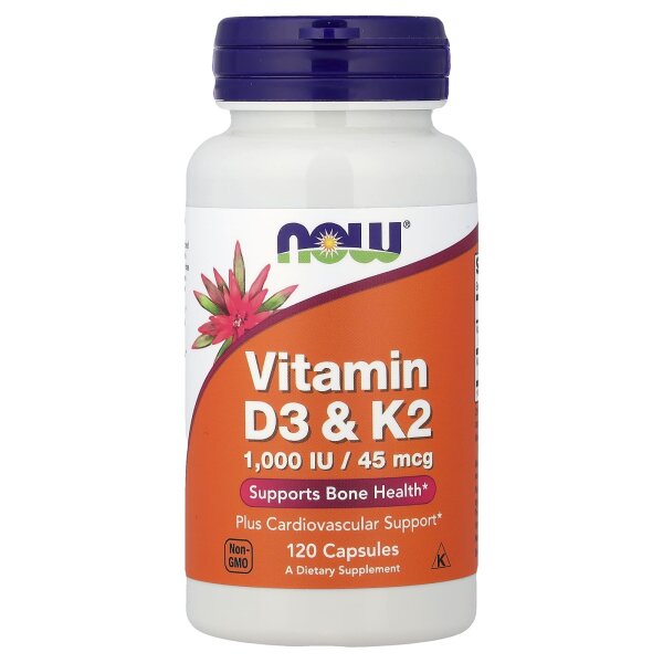 NOW Foods, Vitamin D3 & K2, 120 Kapseln - DE Versand via DHL