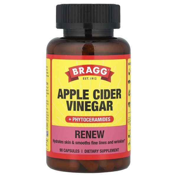Bragg, Renew, Apple Cider Vinegar + Phytoceramides, Apfelessig + Phytoceramide, 90 Kapseln