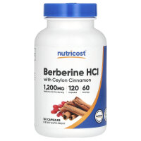 Nutricost, Berberin HCl mit Ceylon-Zimt, 120 Kapseln