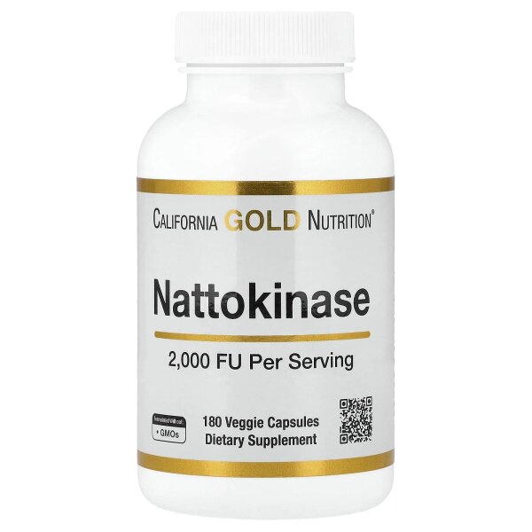 California Gold Nutrition, Nattokinase, proteolytisches Enzym, 2.000 FU, 180 pflanzliche Kapseln