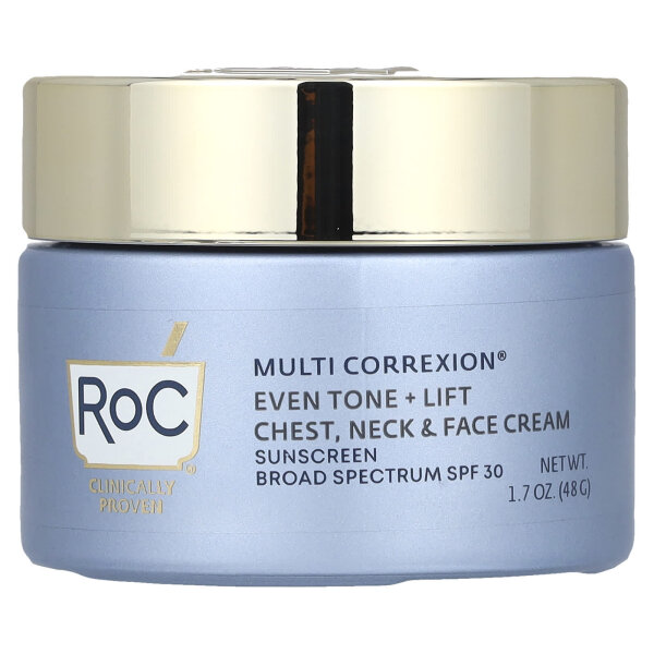 RoC, Multi Correxion®, Gleichmäßiger Ton + Straffung, Brust-, Hals- und Gesichtscreme, LSF 30, 48 g