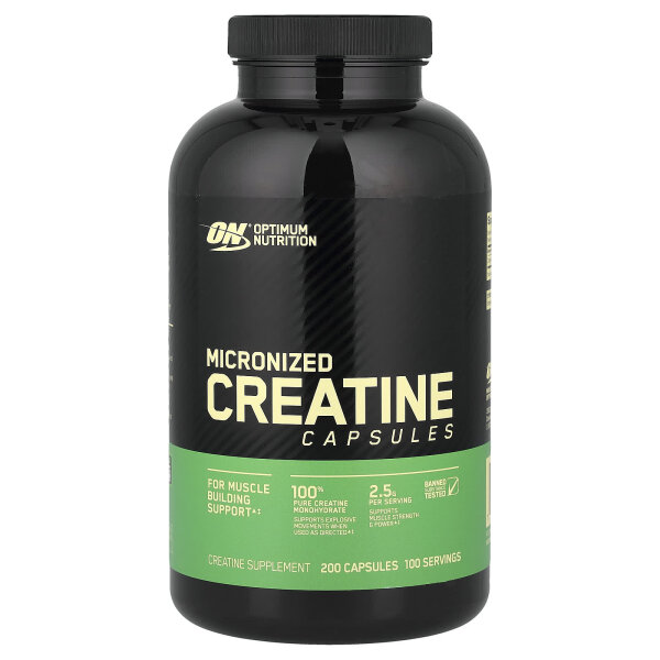 Optimum Nutrition, Micronized Creatine Capsules, mikronisierte Kreatin-Kapseln, 200 Kapseln