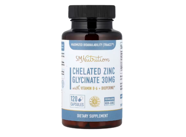 SMNutrition, Chelated Zinc Glycinate, chelatiertes Zinkglycinat, 120 Kapseln