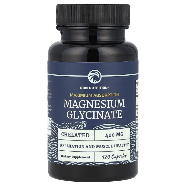 Nobi Nutrition, Magnesium Glycinate, maximale Absorption, 120 Kapseln (200 mg pro Kapsel)