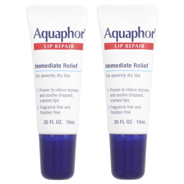 Aquaphor, Lippenreparatur, sofortige Linderung, ohne Duftstoffe, 2 Tuben, je 10 ml