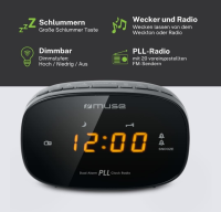 Muse M-150-CR Radiowecker | UKW PLL-Radio mit 20 Speicherplätzen | Zwei Alarme