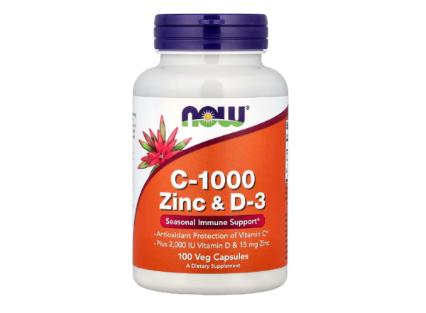 NOW Foods, C-1000 Zink und D-3, 100 pflanzliche Kapseln