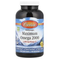Carlson, Maximum Omega 2000, Zitrone, 2.000 mg, 180 Weichkapseln (1.000 mg pro Weichkapsel)