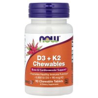 NOW Foods, D3 + K2 Chewables, D3 + K2-Kautabletten, 90 Kautabletten