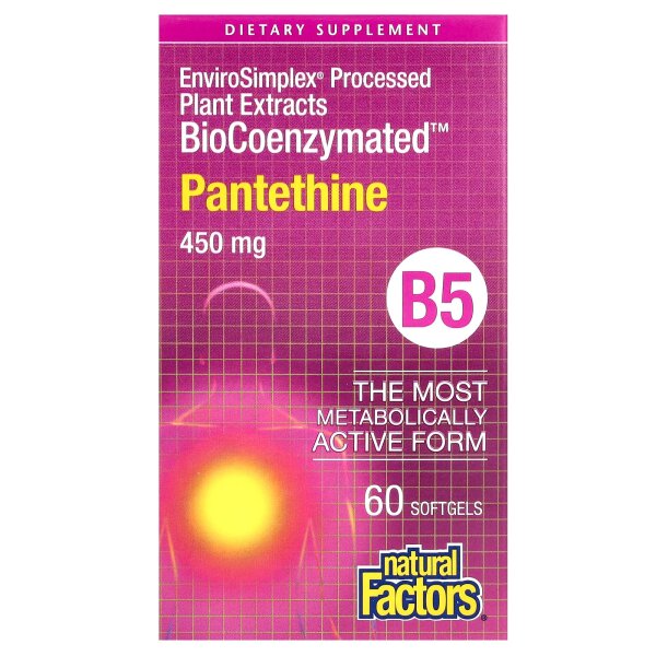 Natural Factors, BioCoenzymated, B5, Pantethin, 450 mg, 60 Weichkapseln