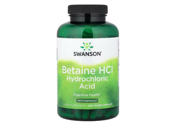 Swanson, Betain HCl Salzsäure mit VegPeptase™, 250 vegetarische Kapseln