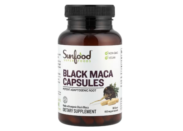 Sunfood, Schwarzes Maca, 800 mg, 90 Kapseln - DE Versand via DHL