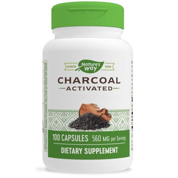 Natures Way, Charcoal Activiated (Green), 560mg, 100 Kapseln
