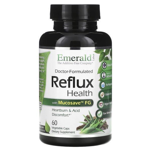 Emerald Laboratories, Reflux Health with Mucosave FG, 60 pflanzliche Kapseln