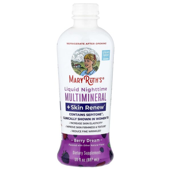 MaryRuths, Liquid Nighttime Multimineral + Skin Renew, Beere, 887 ml