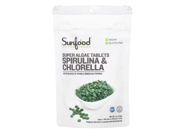 Sunfood,  Algentabletten mit Spirulina und Chlorella, 250 mg, ca. 456 Tabletten