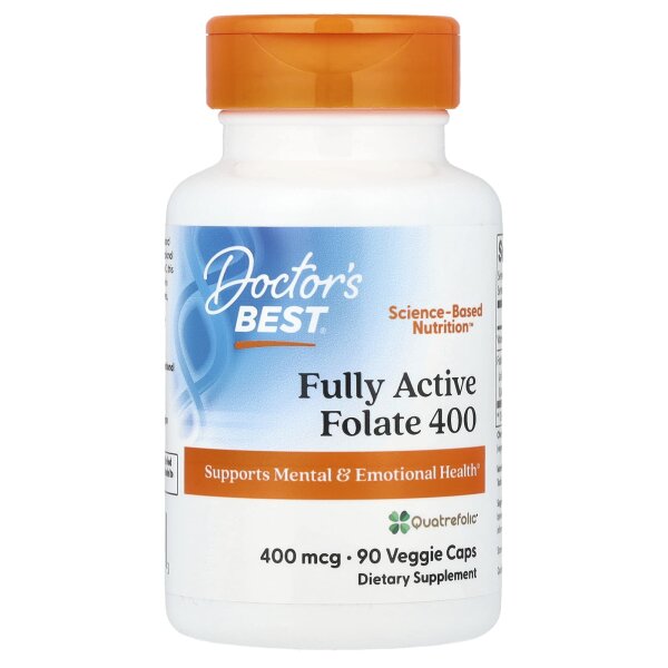 Doctors Best, Folat 400 mit Quatrefolic, 400 mcg, 90 vegetarische Kapseln