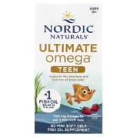 Nordic Naturals, Ultimate Omega® Fischöl für Jugendliche, ab 12 Jahren, Erdbeere, 60 Mini-Weichkapseln