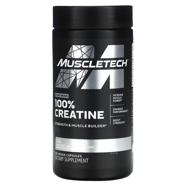 MuscleTech, Platinum 100% Kreatin, 100 pflanzliche Kapseln (1,25 g pro Kapsel)