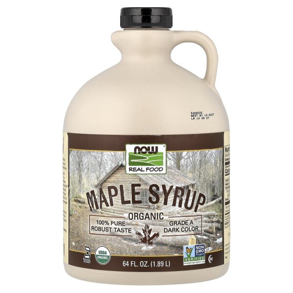 NOW Foods, Real Food, Organic Maple Syrup, Bio-Ahornsirup, Grad A, dunkle Farbe, 1,89 l