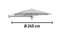 Ampelschirm Ø 245 cm Grau-Silber mit Dreh- & Neigungsfunktion Sonnenschirm