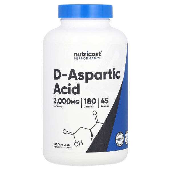 Nutricost, Performance, D-Aspartic Acid, D-Asparaginsäure, 180 Kapseln