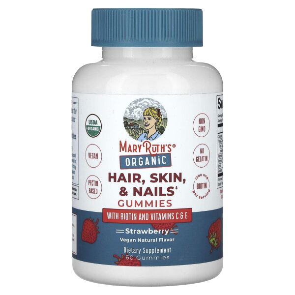 MaryRuths, Bio-Fruchtgummis für Haare, Haut und Nägel, Erdbeere, 60 Fruchtgummis