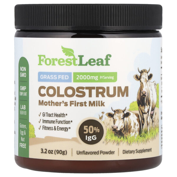 Forest Leaf, Colostrum Powder, Colostrum-Pulver, Muttermilch, geschmacksneutral, 90 g