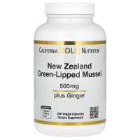 California Gold Nutrition,  Neuseeländische Grünschalmuschel mit Ingwer-Extrakt, 500 mg, 240 pflanzliche Kapseln