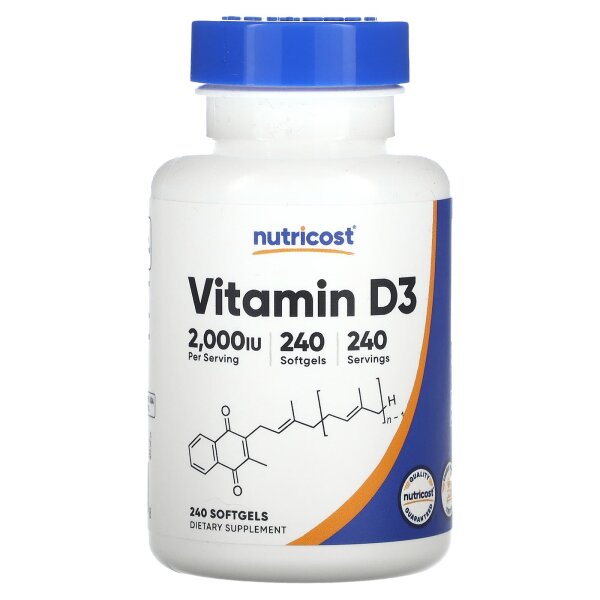 Nutricost, Vitamin D3, 2.000 IE, 240 Weichkapseln