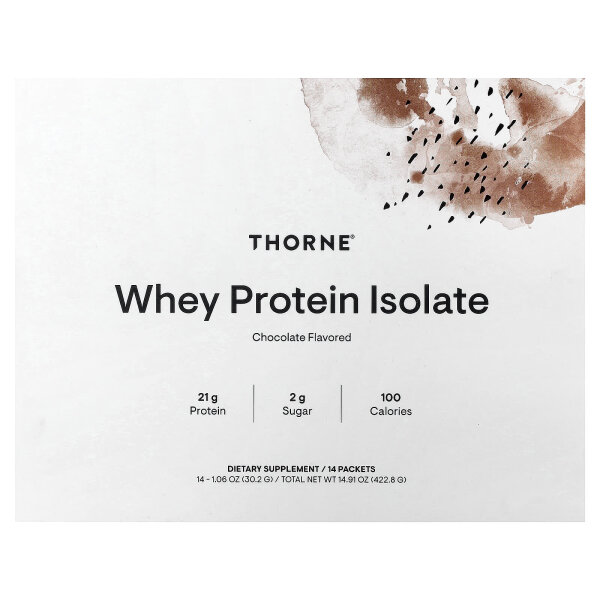 Thorne, Whey Protein Isolate, Molkenproteinisolat, Schokolade, 14 Päckchen, je 30,2 g