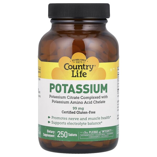 Country Life, Kalium, 99 mg, 250 Tabletten - DE Versand via DHL