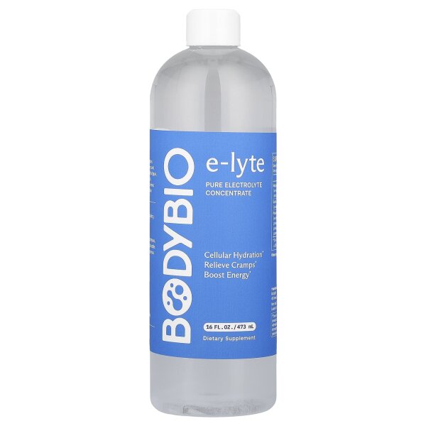 BodyBio, E-Lyte, flüssiges Elektrolyte ohne Zucker 473 ml - DE Versand via DHL
