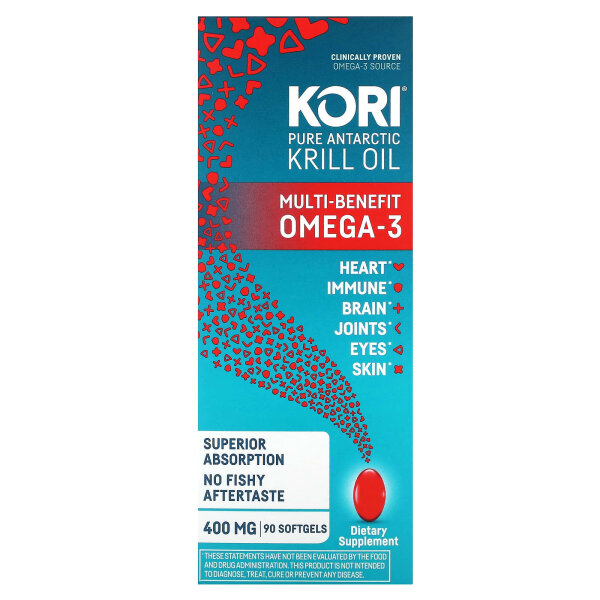 Kori, reines antarktisches Krillöl, mehrfach nützliches Omega-3, 90 Weichkapseln