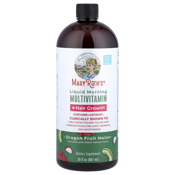 MaryRuths, Liquid Morning Multivitamin + Hair Growth, Liquid Morning Multivitamin + Haarwachstum, Drachenfrucht-Melone, 887 ml