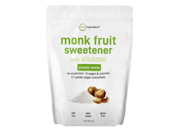 Micro Ingredients, Mönchsfruchtsüßstoff mit Allulose, klassisches Weiß, 907 g