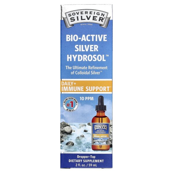 Sovereign Silver, bioaktives Silber-Hydrosol, Deckelpipette tägliche Unterstützung des Immunsystems, 10 ppm, 59 ml