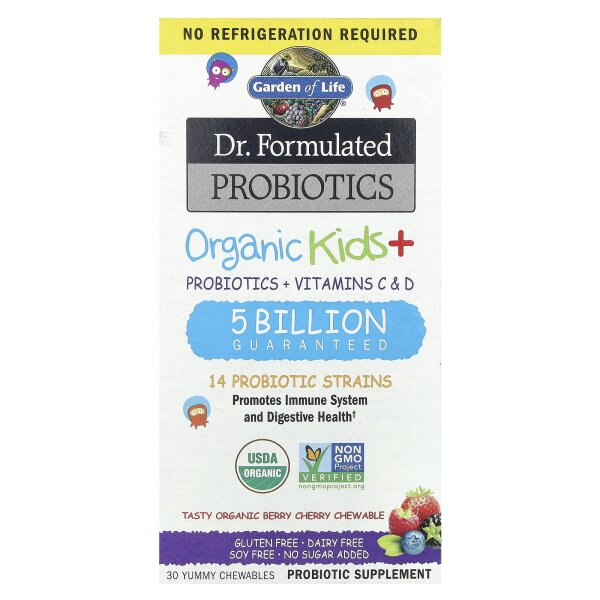 Garden of Life, Probiotikum für Kinder, Beeren-Kirsch-Geschmack, 30 leckere Kautabletten