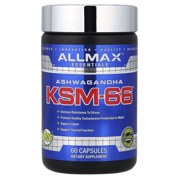 ALLMAX, Essentials, Ashwagandha KSM-66®, 60 Kapseln (300 mg pro Kapsel)