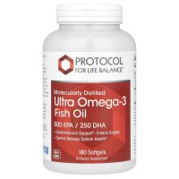 Protocol for Life Balance, molekular destilliertes Ultra-Omega-3-Fischöl, 180 Weichkapseln