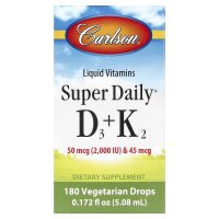 Carlson, Super Daily® Vitamin D3 + K2, 50 mcg (2.000 IU) und 45 mcg, 2,54 ml