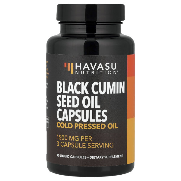 Havasu Nutrition, Black Cumin Seed Oil, Schwarzkümmelöl, kalt gepresstes Öl, 90 Flüssigkapseln (500 mg pro Kapsel)