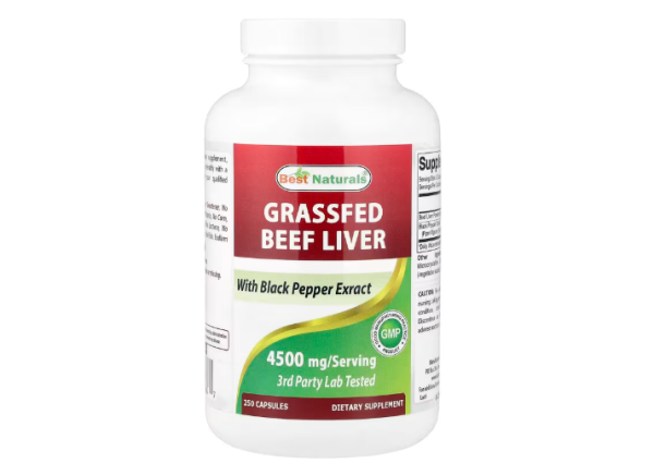 Best Naturals, Grassfed Beef Liver, Leber von grasgefütterten Rindern, 250 Kapseln